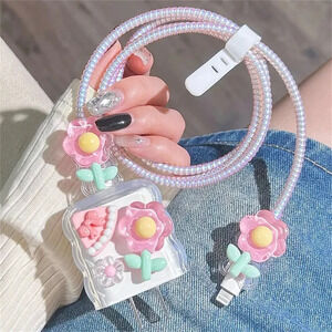 Pink Flowers iPhone Charger Protector P06